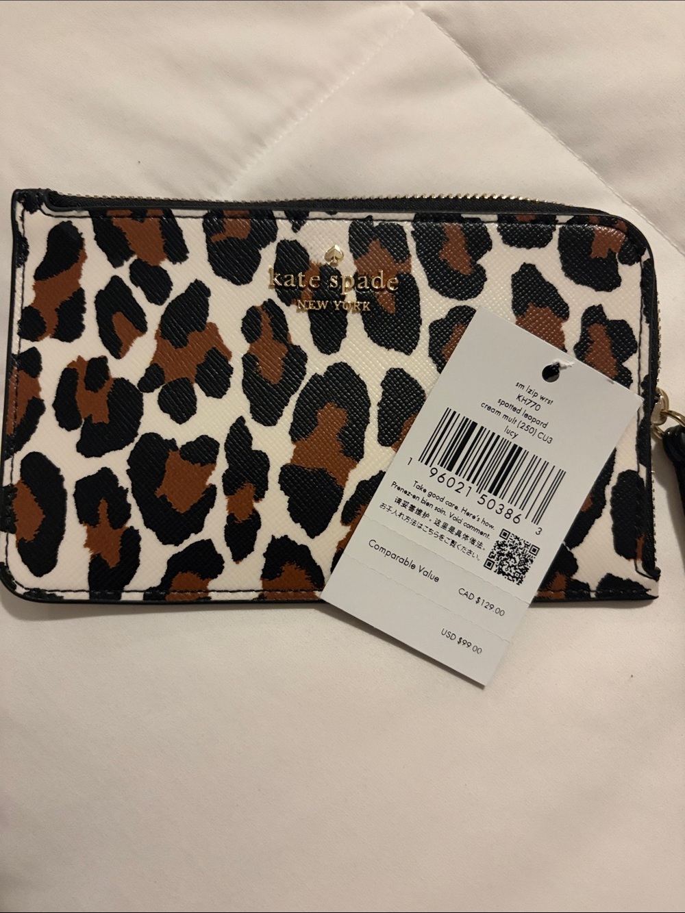 kate spade Leopard Print Zip Wallet in Brown, Black & White